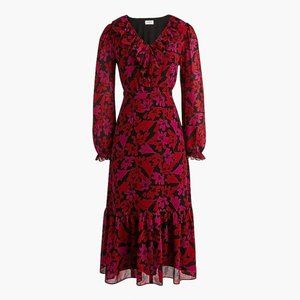 NWT J.Crew V-neck tiered ruffle midi dress, sz 6